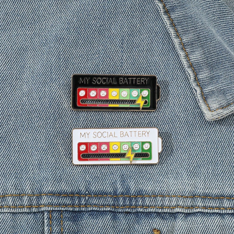 Emblema de energía de cambio de estado de ánimo broche deslizante electricidad social accesorios metálicos masculinos y femeninos emoción broche tendencia