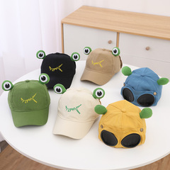 兒童帽子飛行員春秋新款潮酷時尚青蛙眼鏡棒球帽男女寶個性鴨舌帽