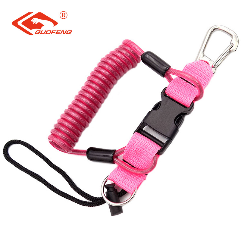 cuerda perdida de la cámara de buceo TPU primavera alambre de acero anti-perderida de ambos extremos de la cuerda de desenganche rápido equipo submarino cuerda telescópica