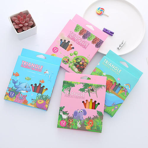 Washable crayons triangle plastic crayons 12 colors 36 colors painting erasable coloring brushes creative student color crayons