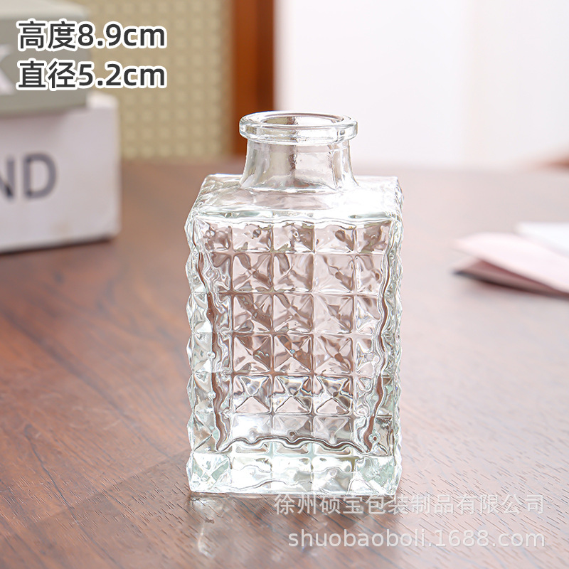 De estilo europeo retro pequeño florero botella de aromaterapia de vidrio mini jarrón transparente decoración de la sala de estar simple mesa de comedor decoración del hogar