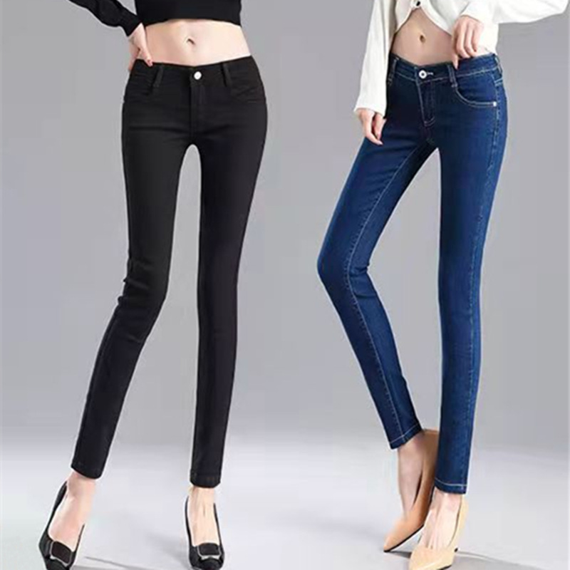 Ultra-Low-Waist Jeans for Women, Spring and Autumn, Cropped, Slim-Fit, Korean Style, Stretchy, Skinny Pencil Pants, 2026 New Model Ultra-Low-Waist Jeans for Women, Spring and Autumn, Cropped, Slim-Fit, Korean Style, Stretchy, Skinny Pencil Pants, 2026 New Model