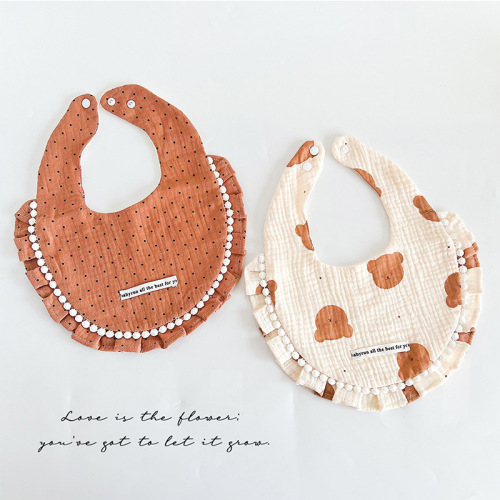 ins Korean version crepe gauze bib combination newborn baby petal saliva towel four-layer instant breathable bib