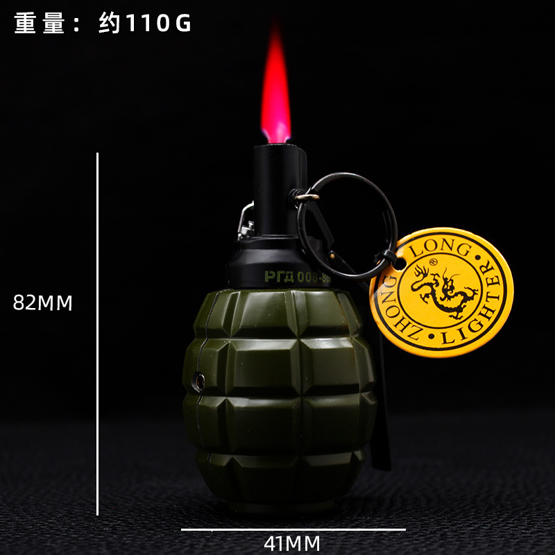 Zhonglong creativo inflable directo encendedor a prueba de viento llama roja adornos personales tabaco de metal al aire libre al por mayor