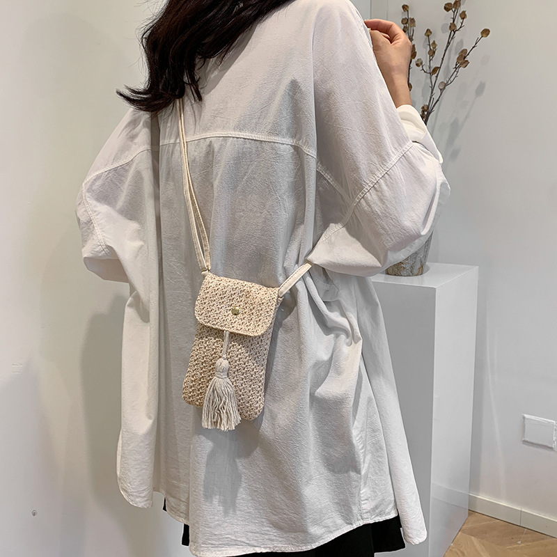 2024 verano nuevo Japón y Corea del Sur ins comercio exterior amazon borda mochila tejido de paja bolsa de mujer transfronteriza bolsa móvil