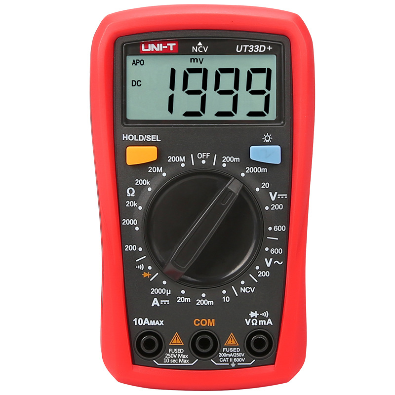 优利德 UT33D+ 掌上型自动数字万用表防烧防误测迷你数显小万用表