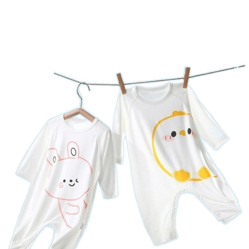 Children's one-piece pajamas Modal spring and autumn baby one-piece clothes thin summer long-sleeved baby sleeping bag home clothes