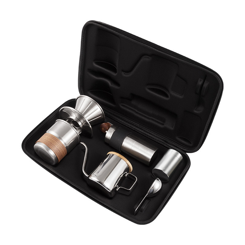 Kit de café de campamento al aire libre equipo de café de viaje portátil cafetera de café molino de mano cafetera