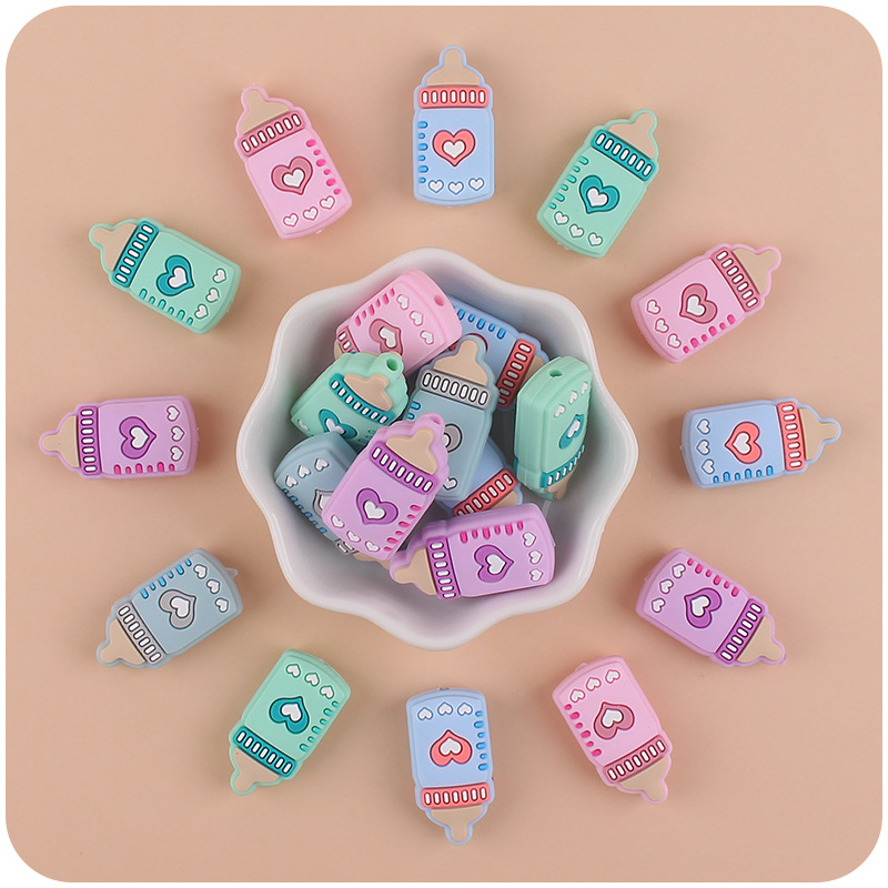 Bebé suministros de dibujos animados de silicona biberón pequeño mordedor creativo DIY bebé molar cadena pezón cadena anti-caída Accesorios