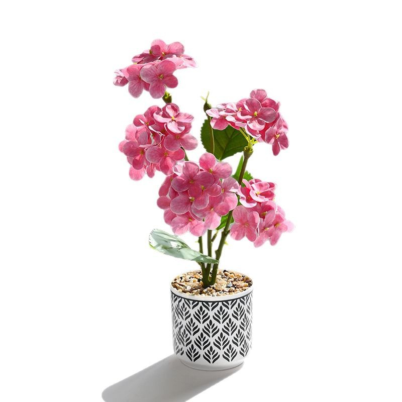 Sensación de la mano hortensias bonsai pequeño hogar creativo estudio fotográfico decoración decoración planta verde artificial simulación planta en maceta al por mayor image 6