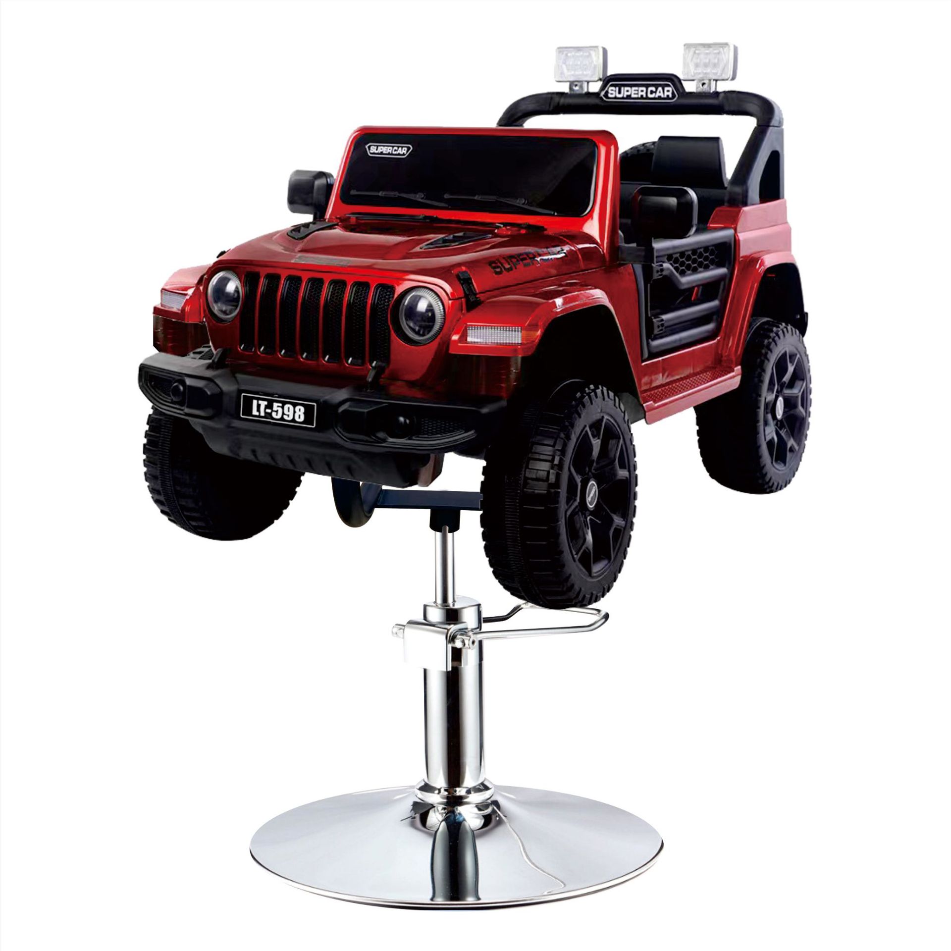 Asiento de peluquería eléctrico para niños, silla de peluquería para automóvil, silla giratoria elevadora, música, salón de peluquería para niños, silla de corte para niños image 2