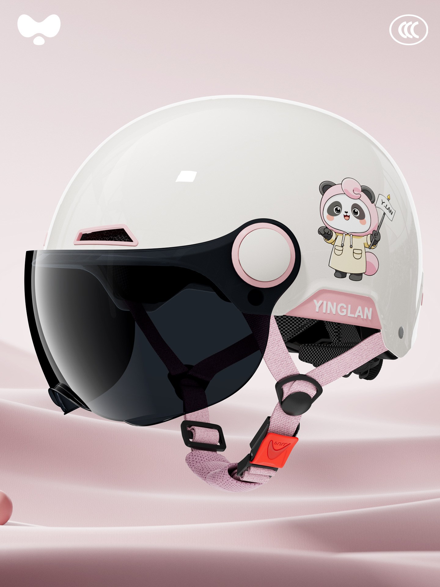 Car Women's High-Value: Universal Motosiklet kaskı (dəbilqə) - 3c-pink-bubble-bear-sunscreen-short-mirror-class-a-new-national-standard-one-size