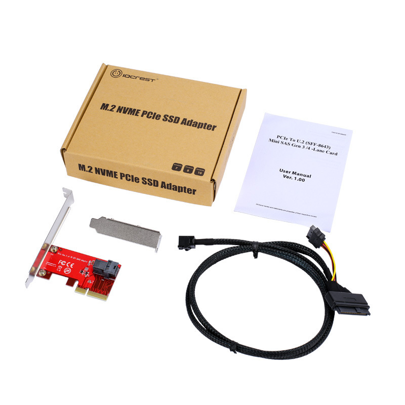 PCIE4X转U2转接卡 SFF8643 nvme 8639数据线inter 750 u.2
