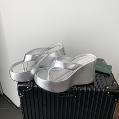 秒發！蘇茵茵同款鞋辣妹拖10cm松糕厚底夾趾人字拖鞋涼拖外穿