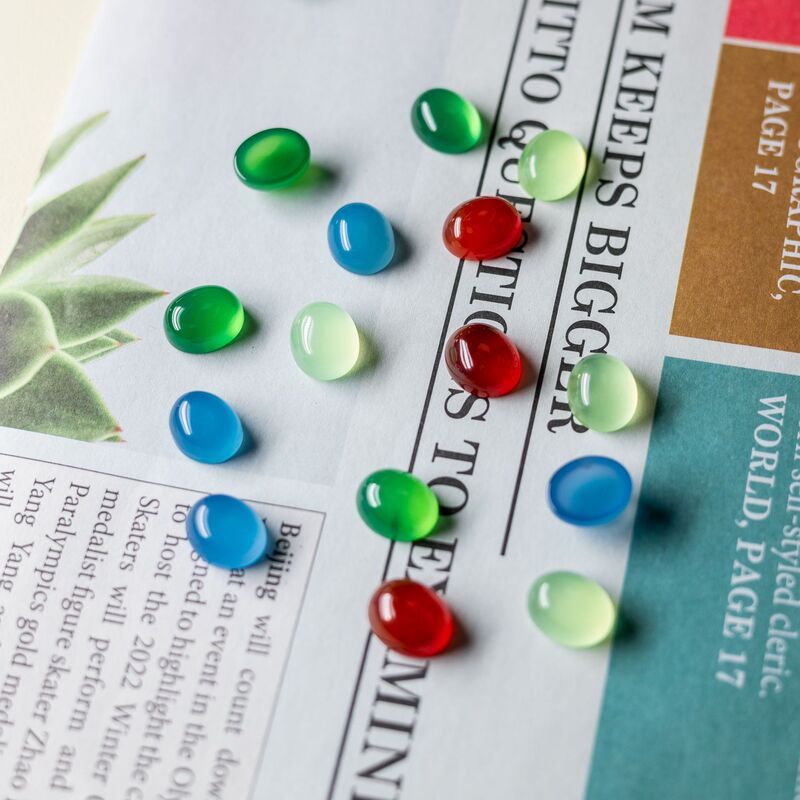 Natural Agate Ring Surface Oval Beads Egg-shaped Semi-finished Chalcedony Red Inlaid DIY Jewelry Factory Price Direct Sales