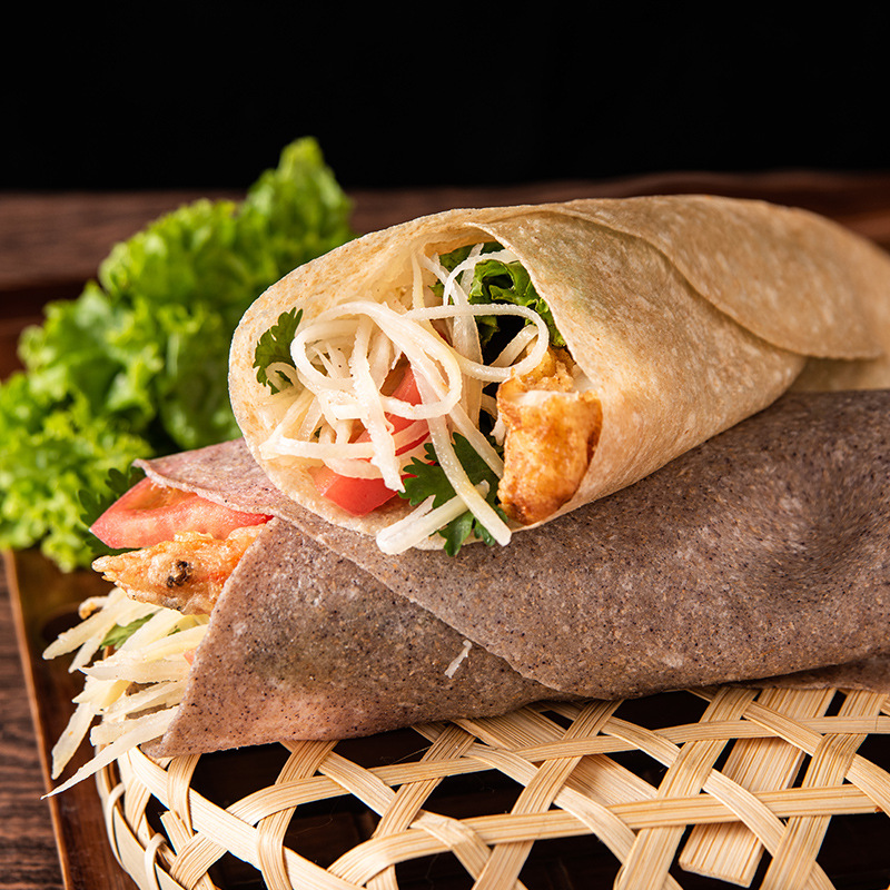 Black whole wheat wrap, thin crêpe, buckwheat hand-pie, single pancake, coarse grain meal replacement, main breakfast, one-piece dropshipping, wholesale