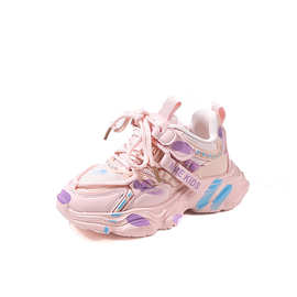 女童透气软底中大童网面男童跑步鞋系巴拉巴拉2025秋季新款运动鞋