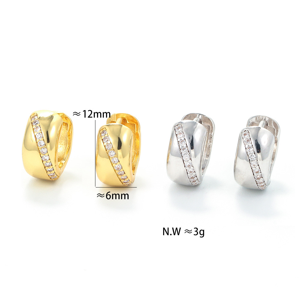 Unisex Gender Plating Design Retro Circle Golden Glossy Diamond Earrings Wholesale