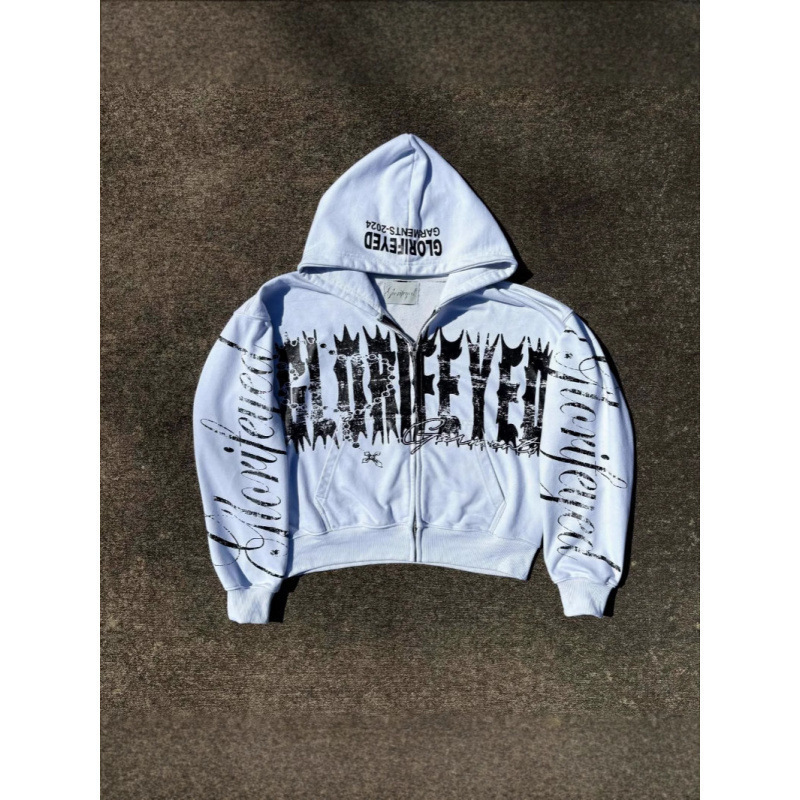 American Retro Apocalyptic Wasteland Style Unisex Loose-Fitting Cool Street-Style Hooded Sweatshirt with Letter Print American Retro Apocalyptic Wasteland Style Unisex Loose-Fitting Cool Street-Style Hooded Sweatshirt with Letter Print