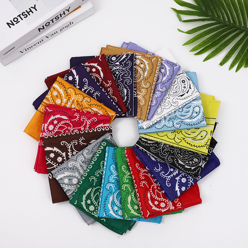 Hot New Polyester Square Scarf Cashew Street Dance Hip Hip Hop Tape Street Dance Riding Cashew Flower Scarf in stock Direct Supply