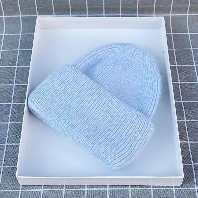 Piel de conejo engrosada sombrero de lana para las mujeres de moda Corea del Sur ins moda Otoño e Invierno japonés frío sombrero cálido Jersey rizado sombrero de punto