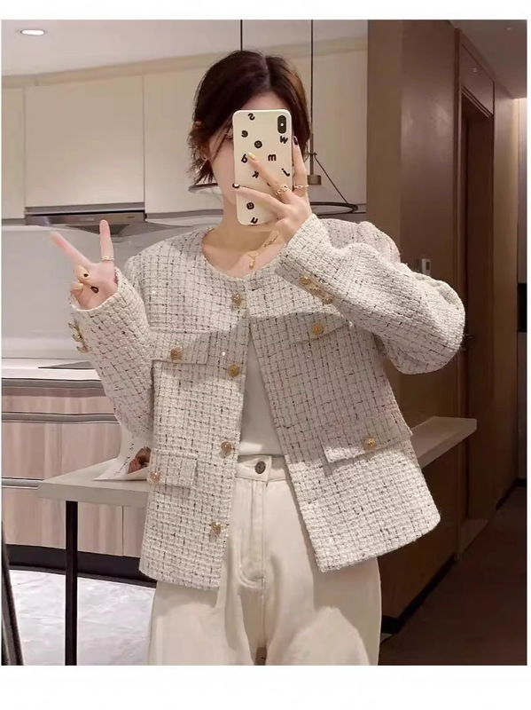 Xiaoxiangfeng ジャケット秋の女性の新しいトップレトロなデザイングリーンスリム気質セレブショートジャケット|undefined