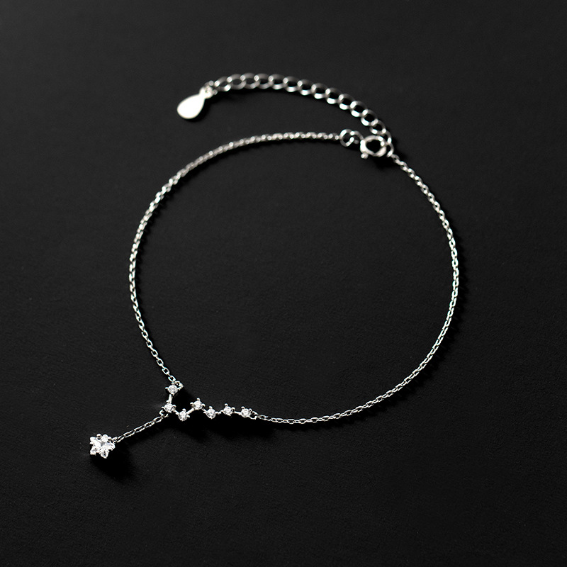 Eloch s925 plata Beidou siete estrellas de diamantes temperamento coreano simple diamante estrella estrella pie joyería S4719