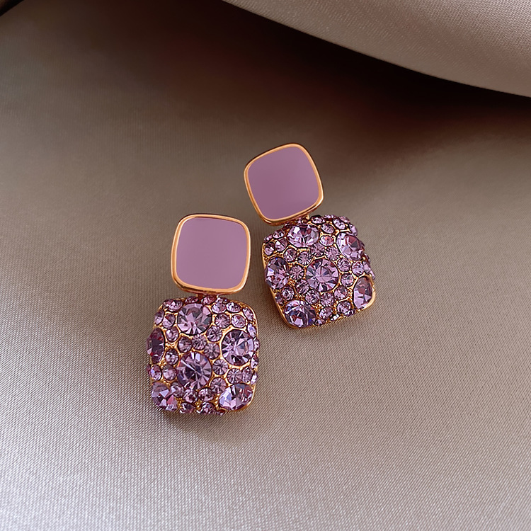 1 Pair Quantity 1 Pair Fashion Square Alloy Plating Rhinestones Women's Drop Earrings