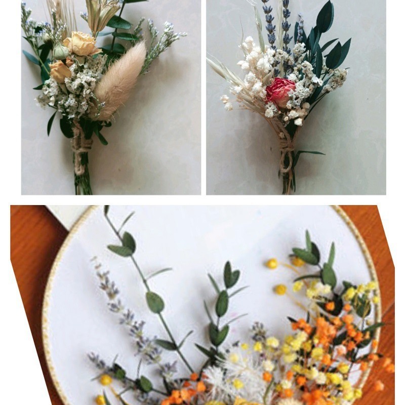 Festival bricolaje hecho a mano material de flor eterna planta flor seca florero flotante aromaterapia flor seca abanico de material paquete al por mayor