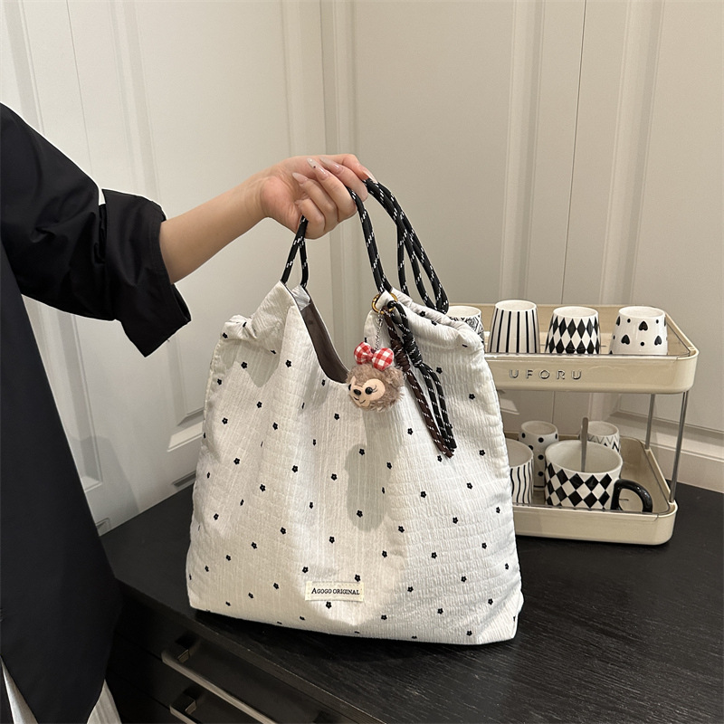 Bolsos de mujer 2025 nuevo estilo verano simple estilo casual bolso Tote bolso de lona clásico lunares bolso de moda de mensajero de un solo hombro