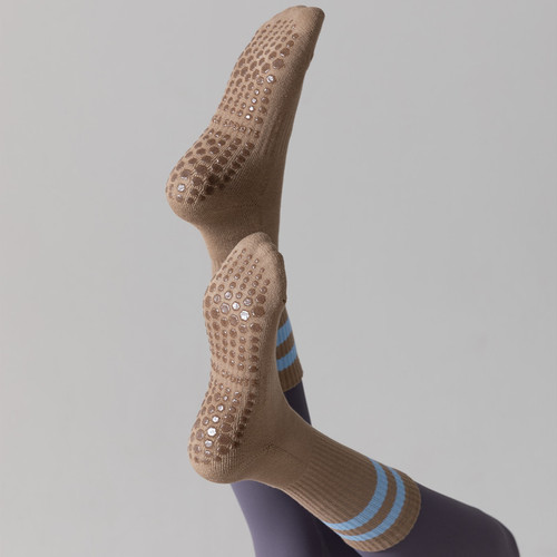 Thickened terry yoga socks silicone non-slip women's mid-calf socks pure cotton indoor fitness Pilates professional sports socks