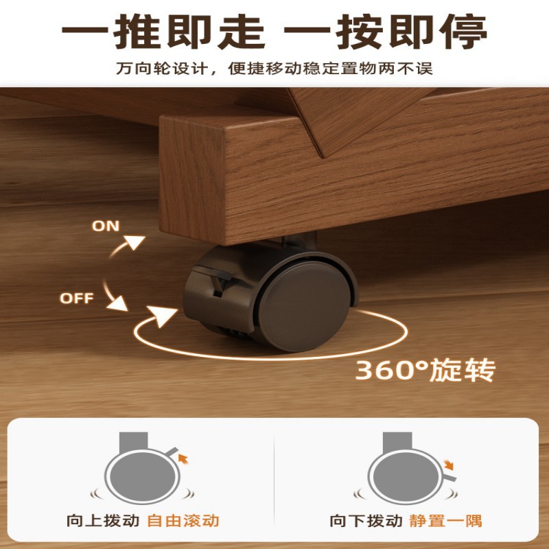 Librería de madera maciza estante de piso estante de almacenamiento de mesa móvil estante de libro pintado pequeño armario armario armario