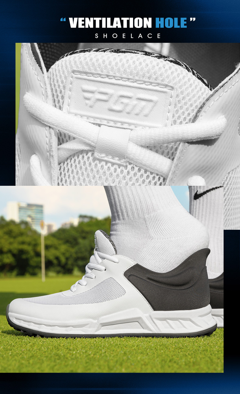 Giày golf nam PGM đế đệm phục hồi, lưới thoáng khí chống trơn trượt — XZ443-Lingyun Xám chi tiết 13