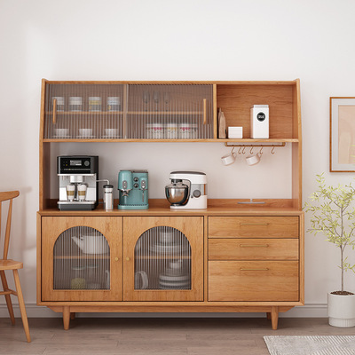 北欧实木餐边柜橱柜实木收纳柜家用客厅厨房多功能餐边柜一体靠墙