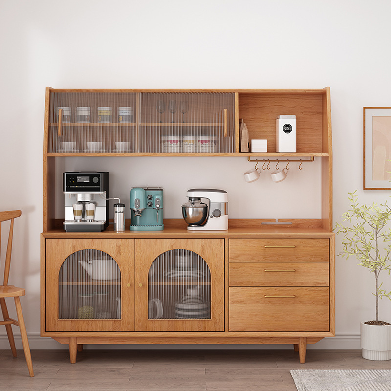 北欧实木餐边柜橱柜实木收纳柜家用客厅厨房多功能餐边柜一体靠墙