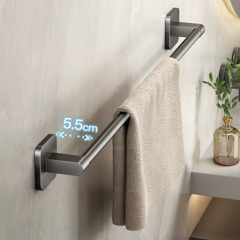 bath towel, hanging rod, universal slippers, storage system