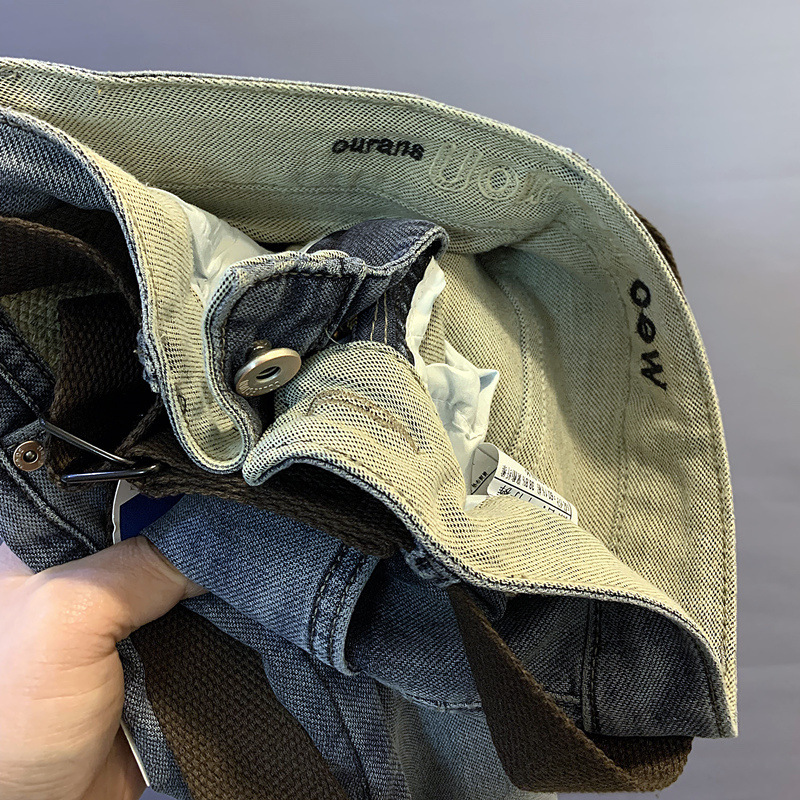 Vaqueros hombre bordados corte recto pantalón elástico primavera_voghion.com