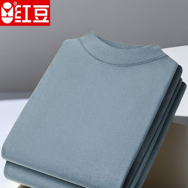 Red Bean Men's Suit Mid-High Collar Autumn Clothes and Long Pants Thin Thermal Underwear Base Cotton Sweater Winter Long Pants