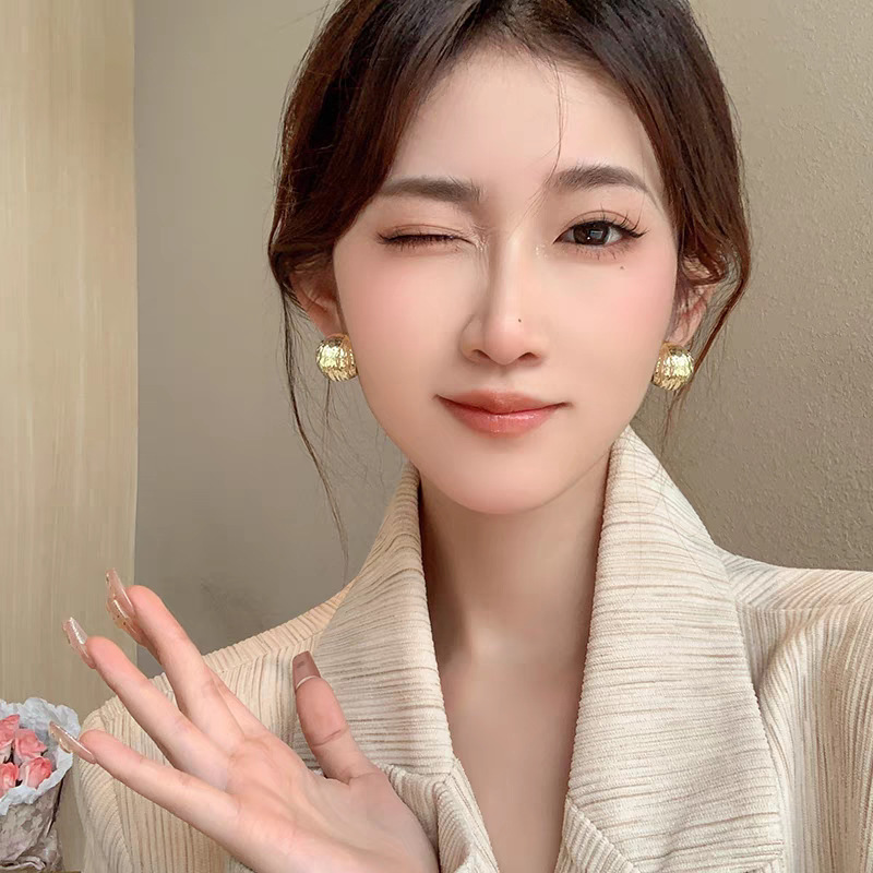27 # Textured gold ball earrings