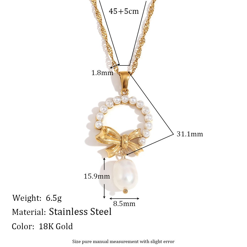 Beaded Chain, cable chain Chain Type Jewelry Set Quantity Street, Shopping Occasion 316L Stainless Steel Imitation Pearl Freshwater Pearl Geometric Waterproof Non Tarnish Surgical Steel Elegant Streetwear Beaded Chain Cable Chain Rings Bracelets Necklace For Women's