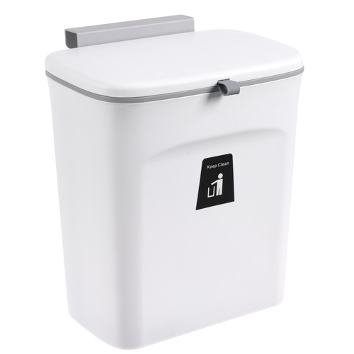 Kitchen trash can wall-mounted with lid sliding cover seamless sticker creative hanging bathroom trash can