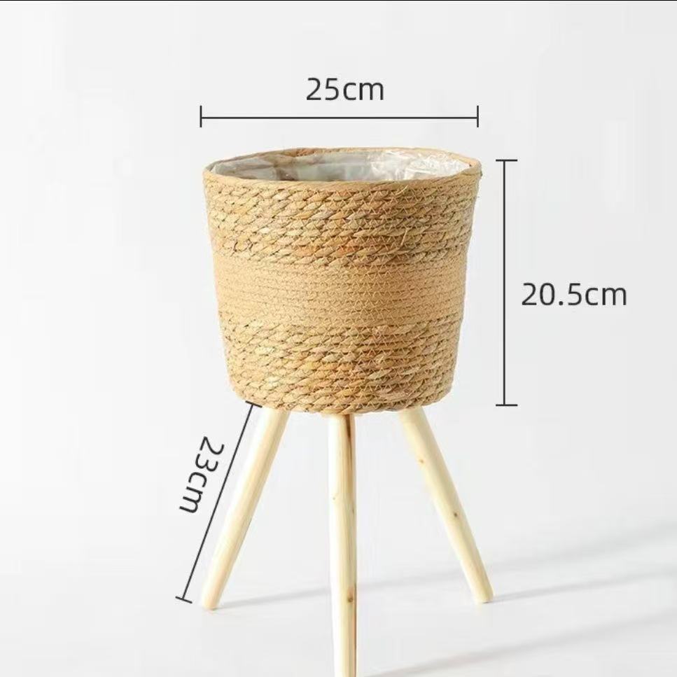 Soporte de flores nórdico, sala de estar, canasta de flores, maceta, estante de flores de piso, decoración de balcón del hogar interior, canasta de flores de la sala de estar de eneldo verde