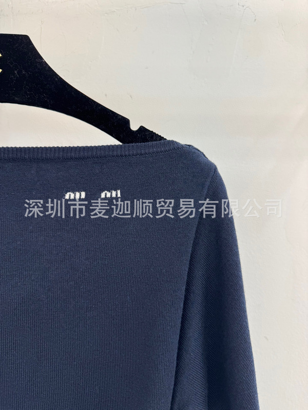 南油高端女装M家25秋冬新款针织衫宽松百搭一字肩打底毛衣女上衣|undefined