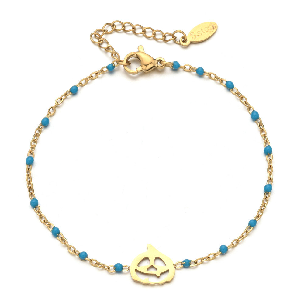 13g Weight Bracelets Classification 1 Piece Quantity Party, Festival Occasion Stainless Steel Material Halloween Festival Pumpkin Pattern Women's Gender Plating, Hollow Out Design Cool Style Style Cool Style Pumpkin Stainless Steel Bracelets In Bulk Stainless Steel Bracelets Halloween 2