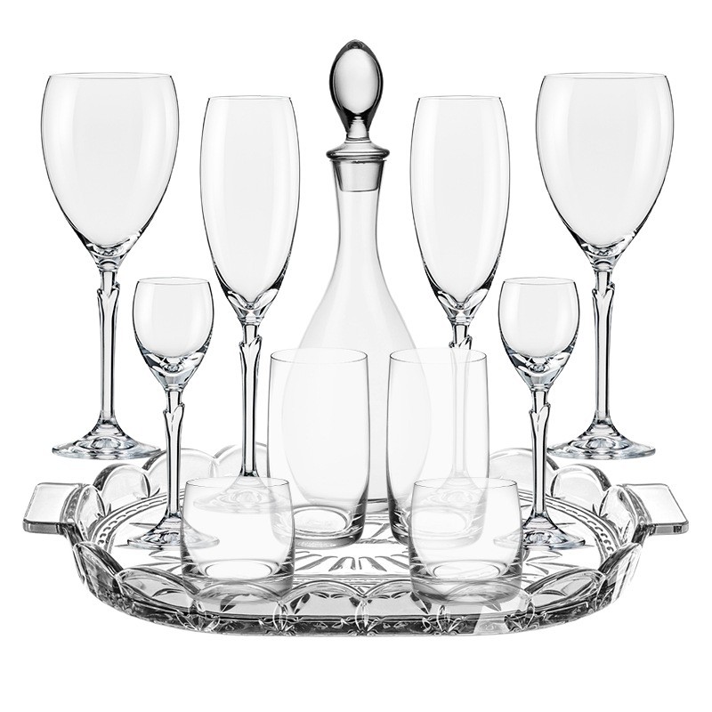 Importación checa Crystalex Crystal Cup Set de copa de vino tinto de alta calidad caja de regalo de bodas comerciales