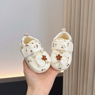 Spring and Autumn Baby Baby Shoes Cotton Toddler Shoes Newborn Baby's Pre-step Single-layer Shoes Color Cotton Soft Rubber Bottom Does Not Fall off Shoe Princess
