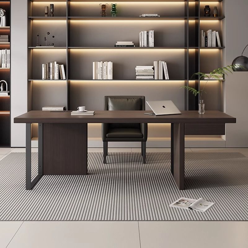 Modern Simple Home Smoked Wood Desk Italian Light Luxury Desk Study Desk Computer Desk