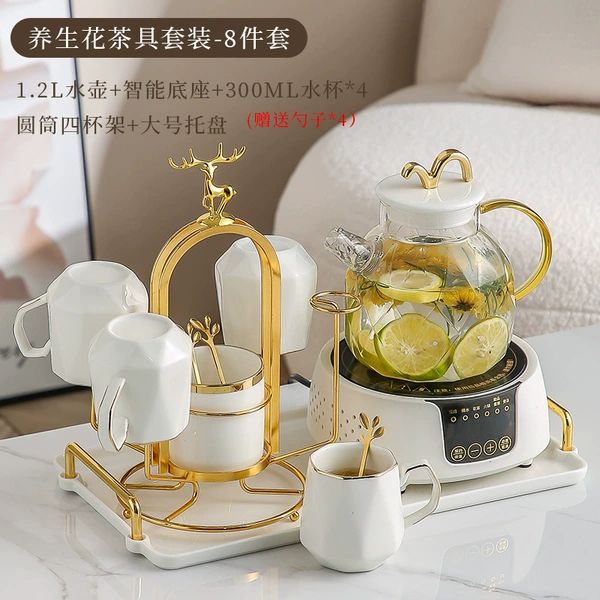 Smart base + 1.2L pot + 4 cups + Golden Deer round cup holder + tray, free golden spoon