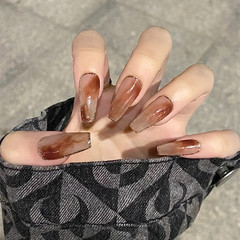 B555梯形暈染長款美甲穿戴甲時尚假指甲甲片工廠一件代發美甲成品