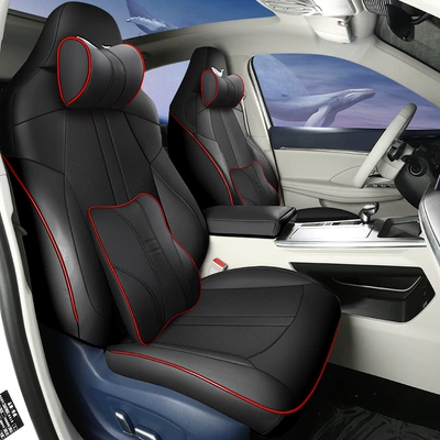 Modelə uyğun (Original) oturacaq örtükləri: cushion four seasons all-inclusive five-seat SUV - black-red-line-memory-cotton-version-remarks-model-year-rear-half-pack